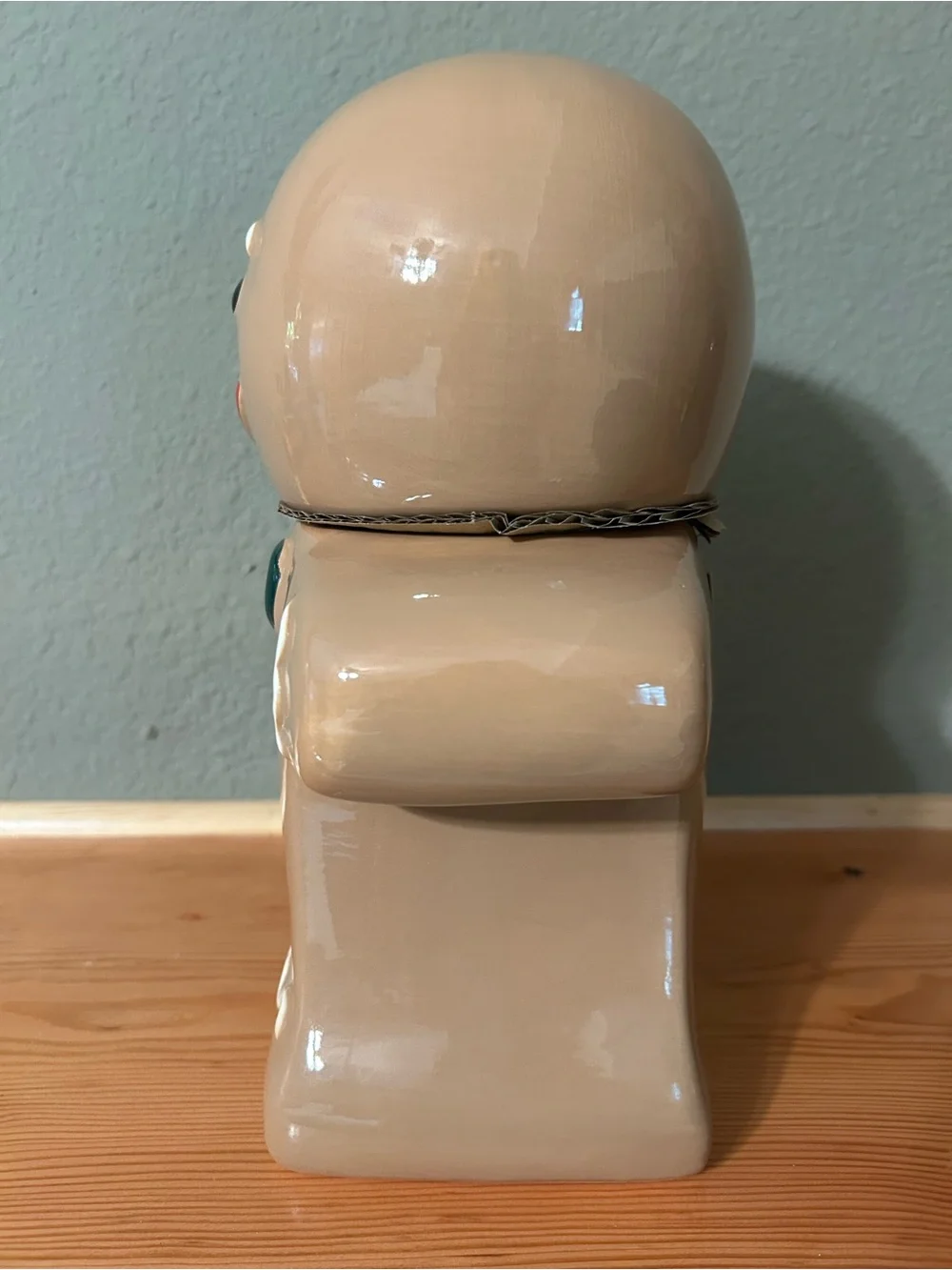 NWT Holiday Time Gingerbread Cookie Jar in Tan with Green and Red Accents